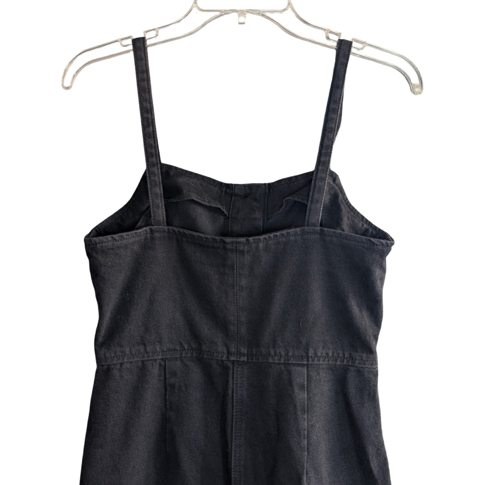 Topshop MOTO Black Denim Wide Leg Jumpsuit Overalls Size 4 - Picture 7 of 12